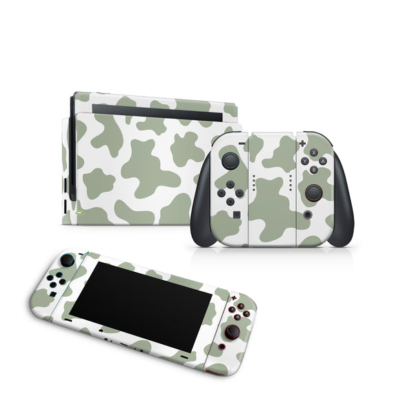 Nintendo Switch Skin Decal Sticker Design Set Cow Green