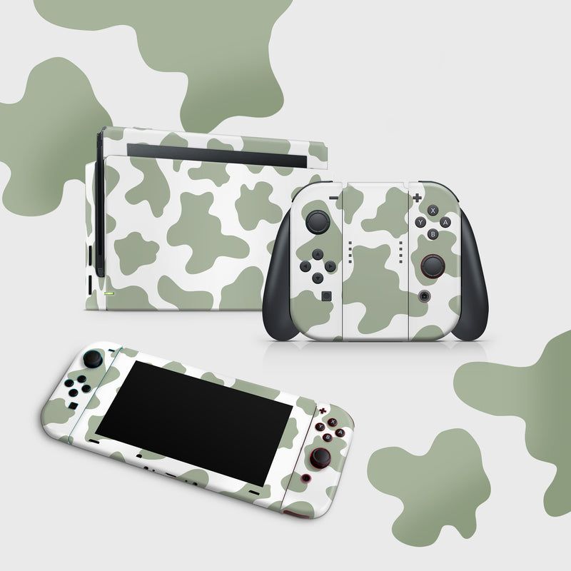 Nintendo Switch Skin Decal Sticker Design Set Cow Green