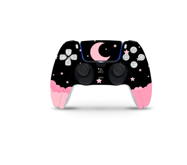 Pink Moon Decal For PS5 Slim Playstation 5 Console And Controller , Full Wrap Vinyl For PS5 Slim