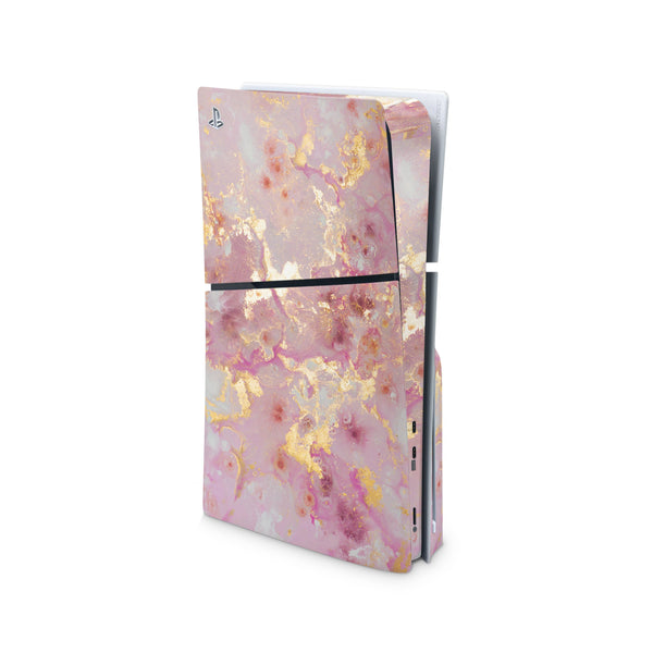 Pink Gold Decal For PS5 Slim Playstation 5 Console And Controller , Full Wrap Vinyl For PS5 Slim