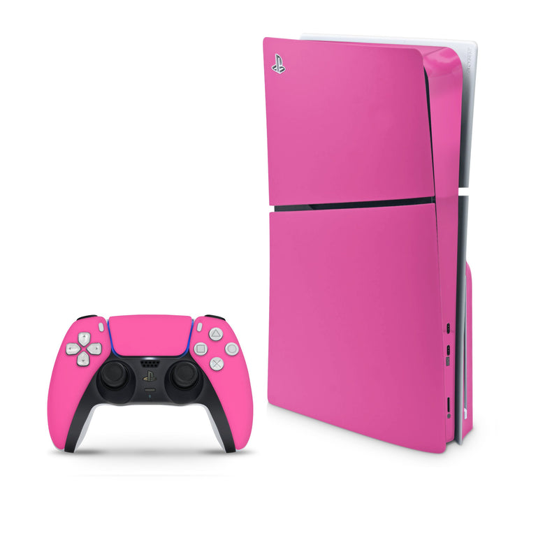 Hot Pink Decal For PS5 Slim Playstation 5 Console And Controller , Full Wrap Vinyl For PS5 Slim