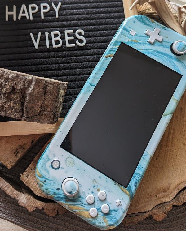 Nintendo Switch Lite Skin Decal For Game Console Aqua Marbling