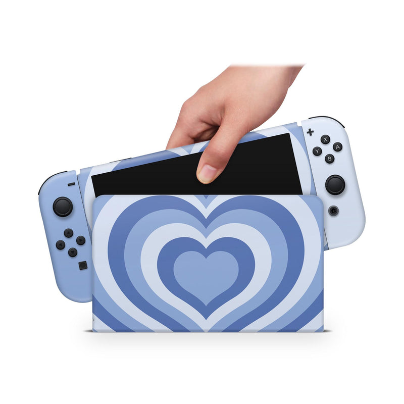 Oled Nintendo Switch Skin Decals Blue Heart Full Wrap Vinyl