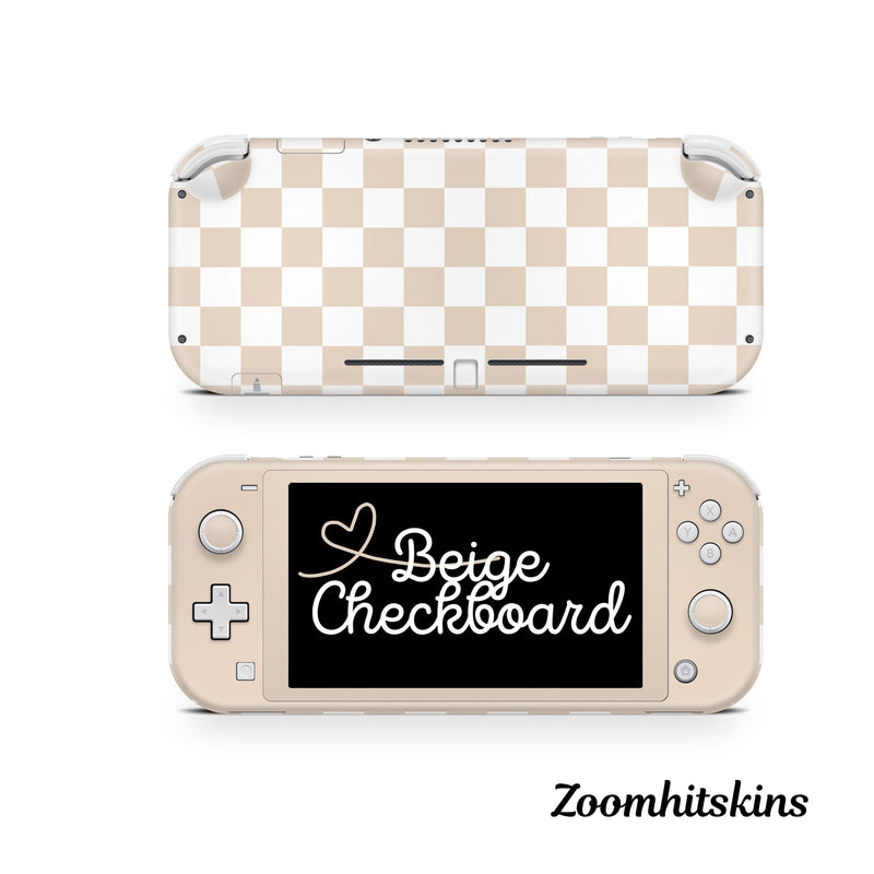 Beige Checkboard Nintendo Switch Lite Skin Decal For Game Console