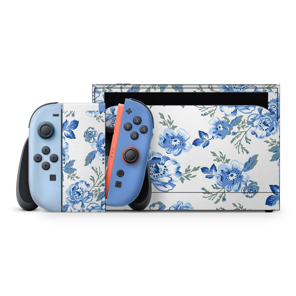 Zoomhitskinsoled Switch Skin Compatible With Nintendo Switch Oled Skin Wrap Turquoise Flowers Oriental Garden Lotus Water Lily Azure Blue Night 3 M Vinyl For Durable Fit Made In The Usa