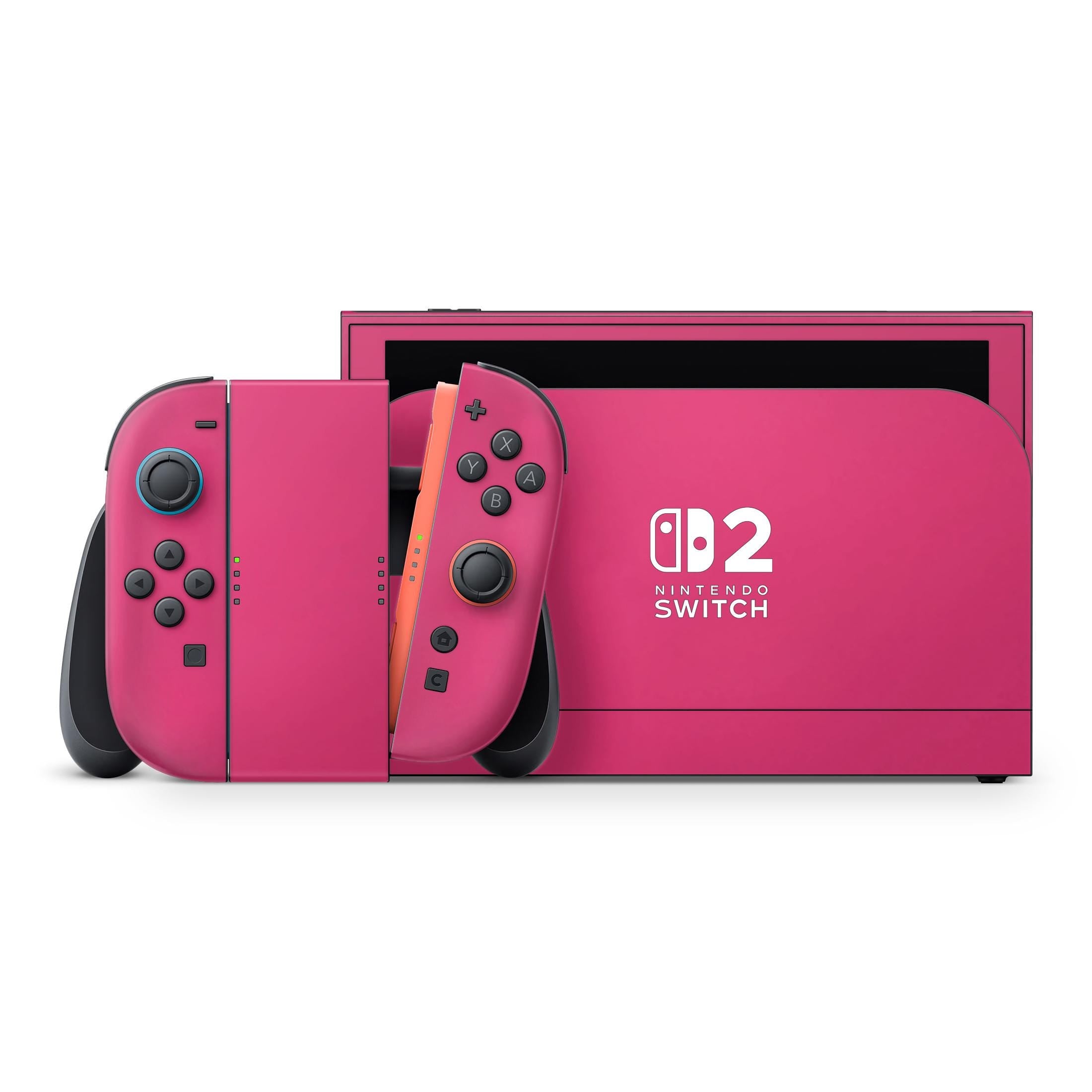 Nintendo Switch 2 Skin Dark Pink Full Wrap Cover | ZoomHitskins