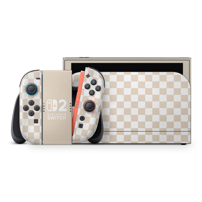 Pre-Order Nintendo Switch 2 Skin  Cherckerboard Beige  Coquette Aesthetic by ZoomHitSkins