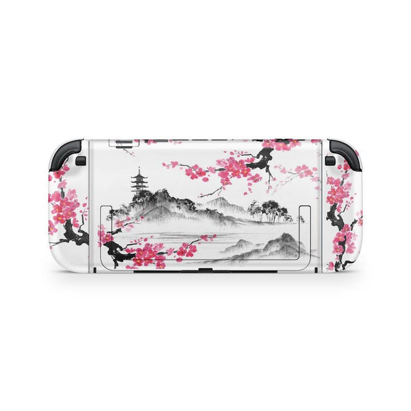 Cherry Blossom Nintendo Switch 2 Skin: Japanese Temple Art Decal