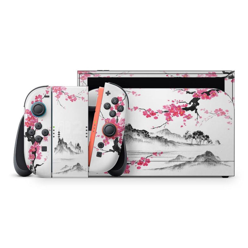 Cherry Blossom Nintendo Switch 2 Skin: Japanese Temple Art Decal