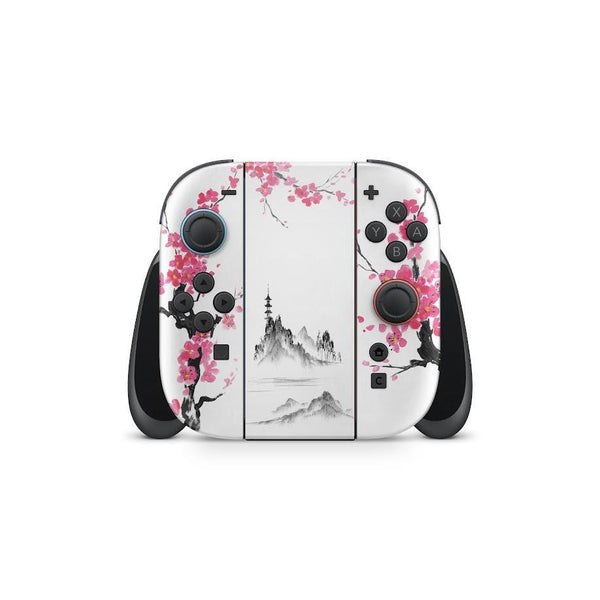 Cherry Blossom Nintendo Switch 2 Skin: Japanese Temple Art Decal