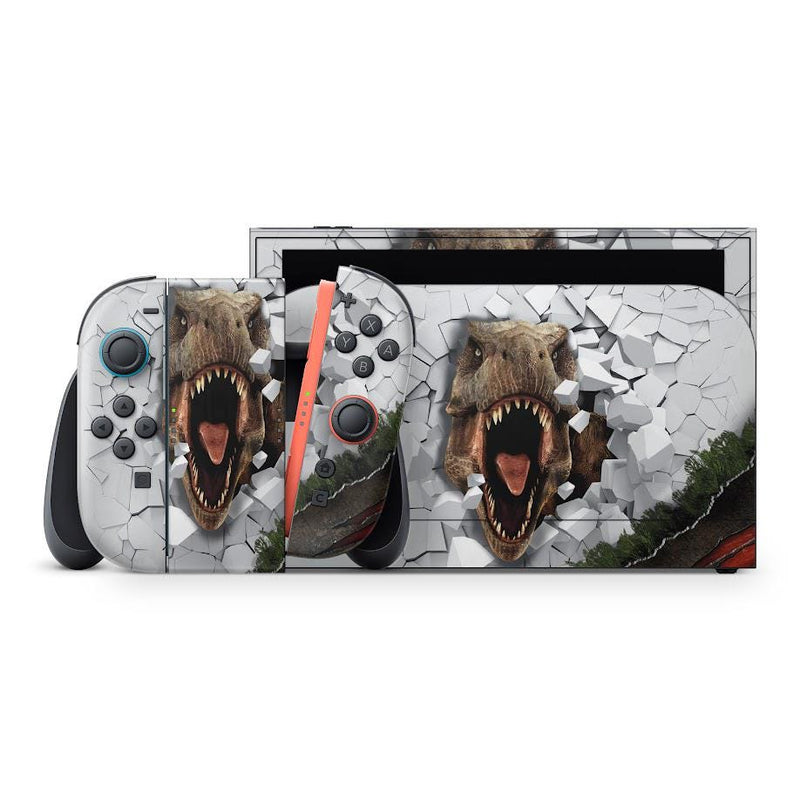 T-Rex 3D Dinosaur Wall-Break Skin for Nintendo Switch 2 – Premium 3M Vinyl Decal