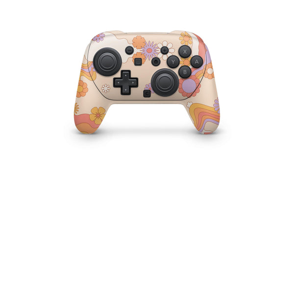 Nintendo Switch 2 Pro Controller Skin Retro Floral Wrap Cover