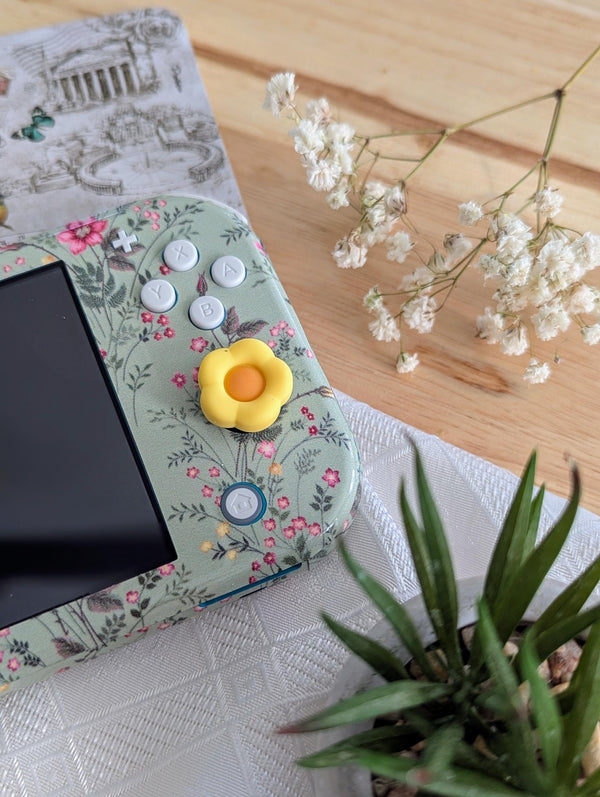Nintendo Switch Lite Skin  Foliage Green with Little Flowers | Cute Floral Protective Vinyl Decal