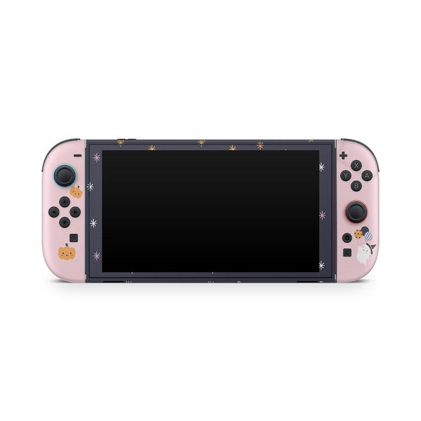 Cute Ghost Halloween Nintendo Switch 2 Skin  Pink Sage Console / Joy-Con Decal | Kawaii Pumpkin & Ghost Design