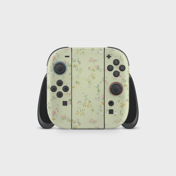 Pastel Green Floral Nintendo Switch 2 Skin: Protective Decal Wrap