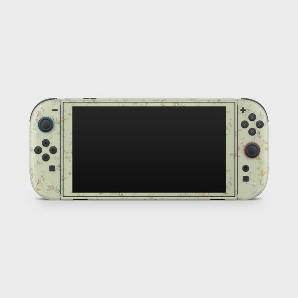 Pastel Green Floral Nintendo Switch 2 Skin: Protective Decal Wrap