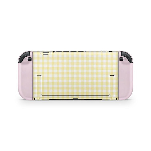 Yellow Gingham Nintendo Switch 2 Skin: Console & Joy-Con Decal Wrap