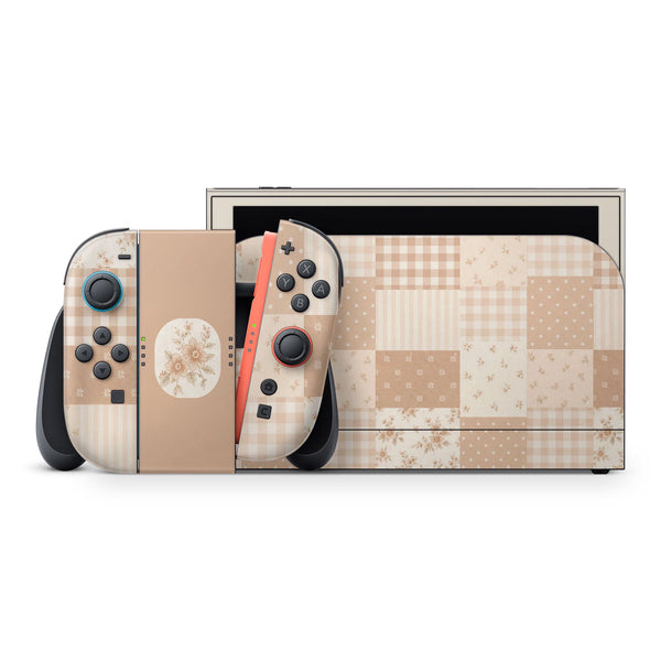 Nintendo Switch 2 Skin Beige Patchwork Full Wrap Cover