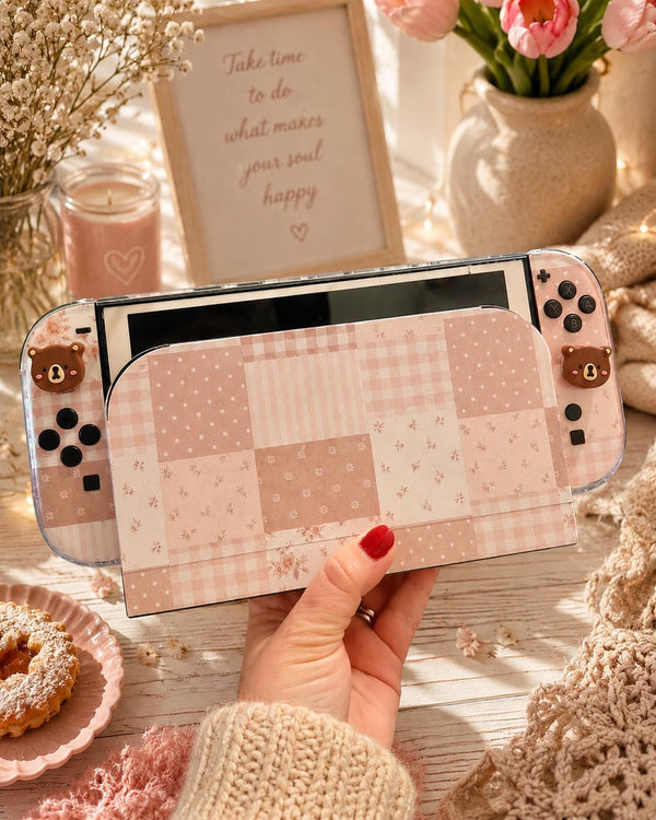 Nintendo Switch 2 Skin Beige Patchwork Full Wrap Cover