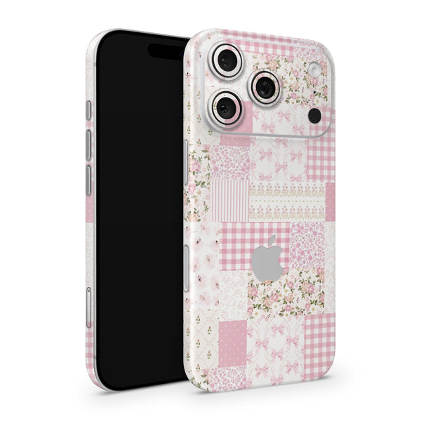 Pink Patchwork iPhone Skin Wrap – Full Cover Phone Skin Decal | Premium 3M Vinyl