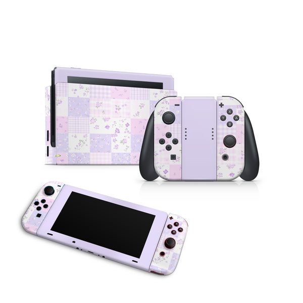 Nintendo Switch Skin Decals - Lavender Patchwork - Wrap Vinyl Sticker