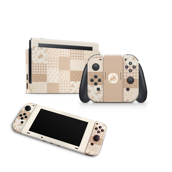 Nintendo Switch Skin Decals - Beige Patchwork - Wrap Vinyl Sticker