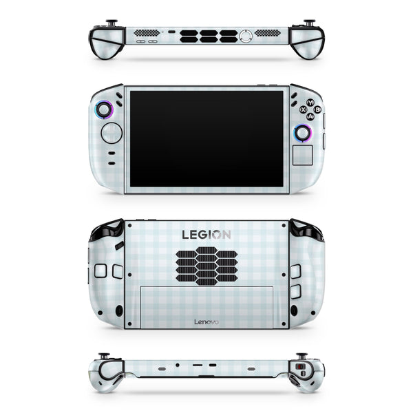 Lenovo Legion Go Vinyl Sticker Gingham Blue Light Design Premium Skin Full Wrap