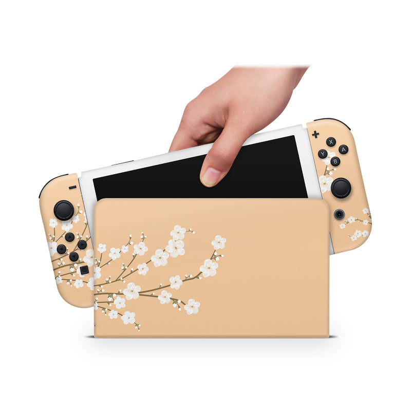 Nintendo Switch Oled Skin Decals - Pivoine Beige - Wrap Vinyl Sticker