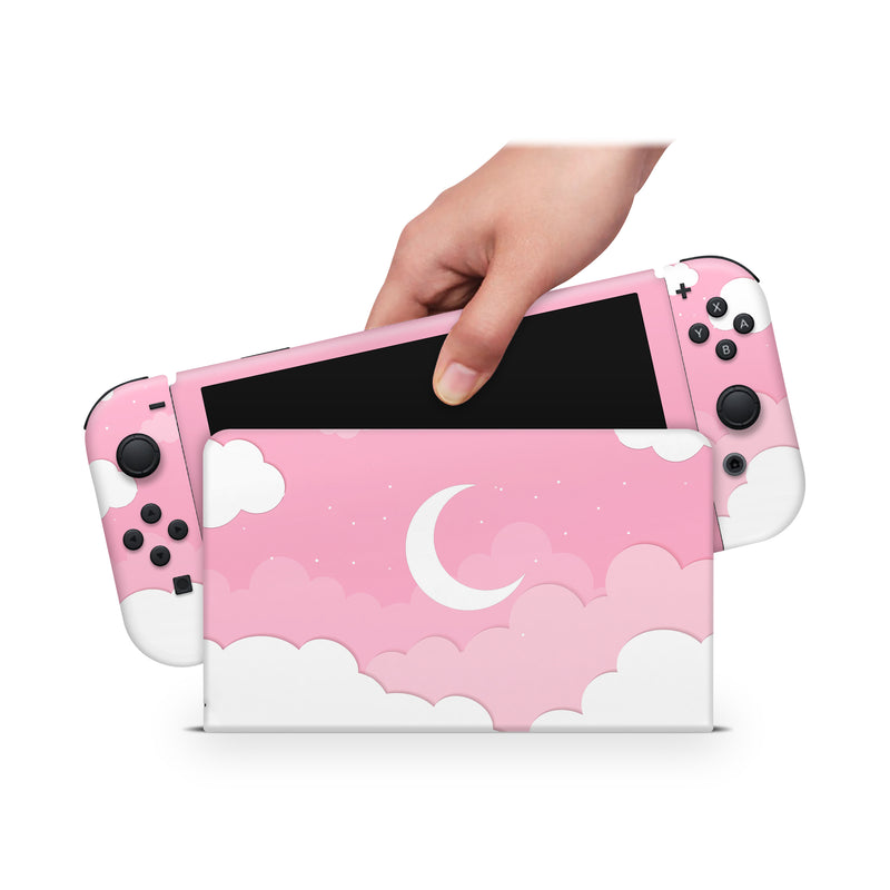 Nintendo Switch Oled Skin Decals - Moonight Pinky - Wrap Vinyl Sticker
