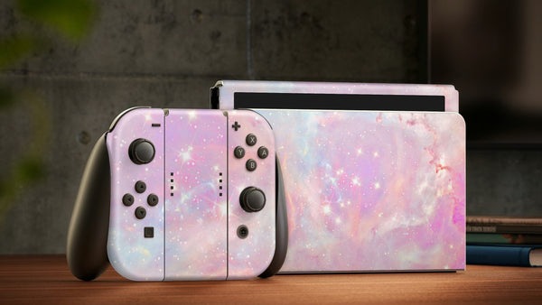 Nintendo Switch Oled Skin Decals - Pink Galaxy - Full Wrap vinyl Sticker - ZoomHitskin