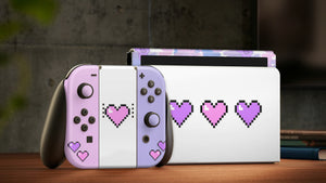 Nintendo Switch Oled Skin Decals - Cute Hearts - Wrap Vinyl Sticker - ZoomHitskins