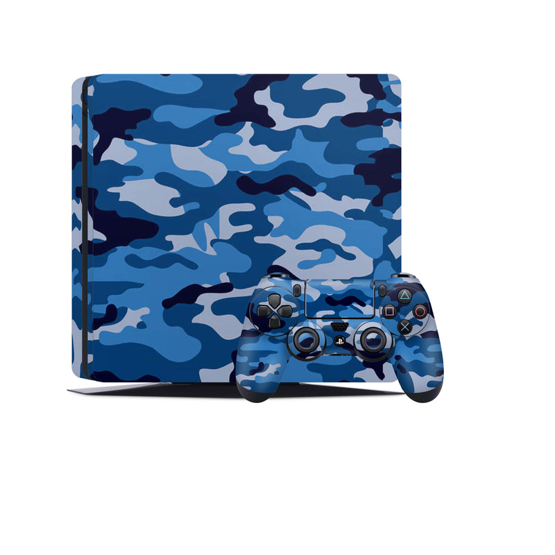 PS4 Skin Decals - Blue Camouflage - Full Wrap Vinyl Sticker