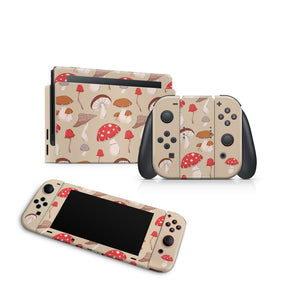 Nintendo Switch Decals - Mushrooms- Full Wrap Vinyl Sticker - ZoomHitskin