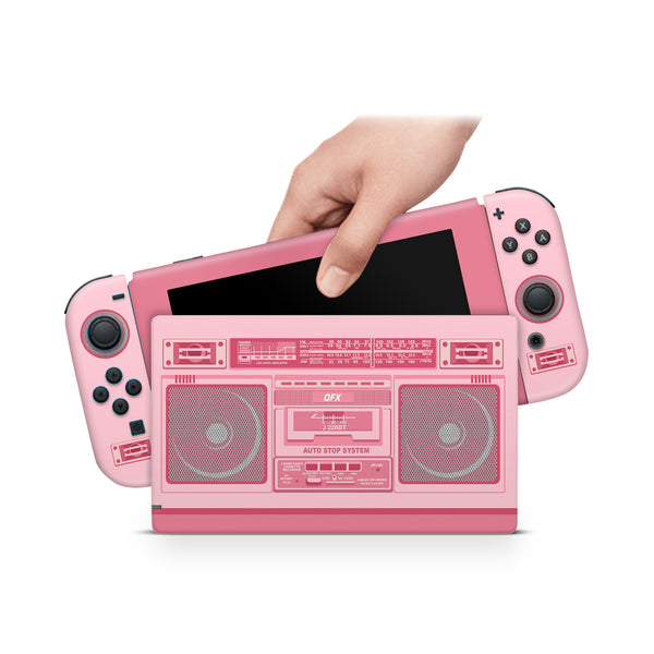 Nintendo Switch Skin Decals - Pink Radio 80 - Wrap Vinyl Sticker