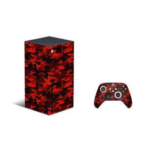 Red Camo Decal For Xbox Series X Console And Controller , Full Wrap Vinyl For Xbox Series X - ZoomHitskins