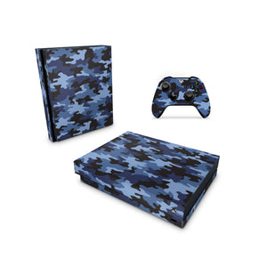 Xbox One Skin Decals - Blue Camouflage - Wrap Vinyl Sticker - ZoomHitskins