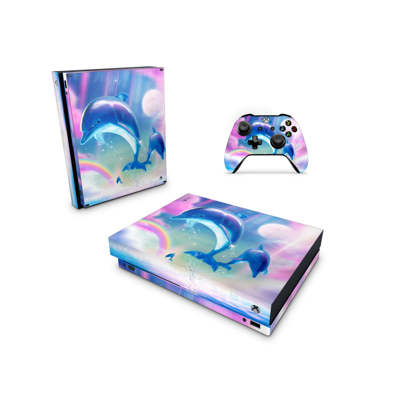 Xbox One Skin Decals - Dolphin Rainbow - Wrap Vinyl Sticker - ZoomHitskins