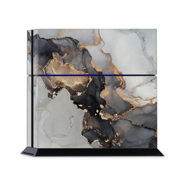 PS4 Skin Decal For Playstation 4 Console Grey Marble Gold - ZoomHitskin