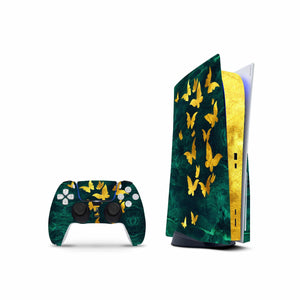Butterfly Gold Skin Decal For PS5 Playstation 5 Console And Controller , Full Wrap Vinyl For PS5 - ZoomHitskin