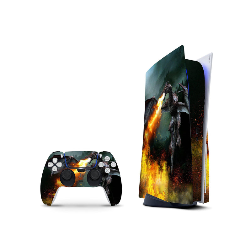 Dragon Fire Decal For PS5 Playstation 5 Console And Controller , Full Wrap Vinyl For PS5 - ZoomHitskin