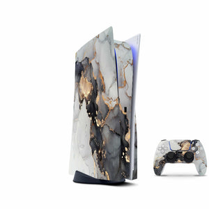 Marble Silver Black Skin Decal For PS5 Playstation 5 Console And Controller , Full Wrap Vinyl For PS5 - ZoomHitskin