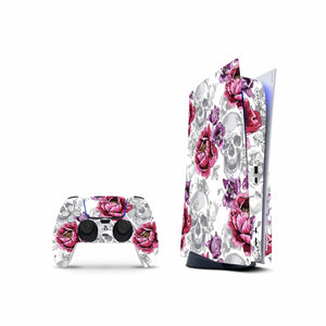 Roses Skeleton Skin Decal For PS5 Playstation 5 Console And Controller , Full Wrap Vinyl For PS5 - ZoomHitskin