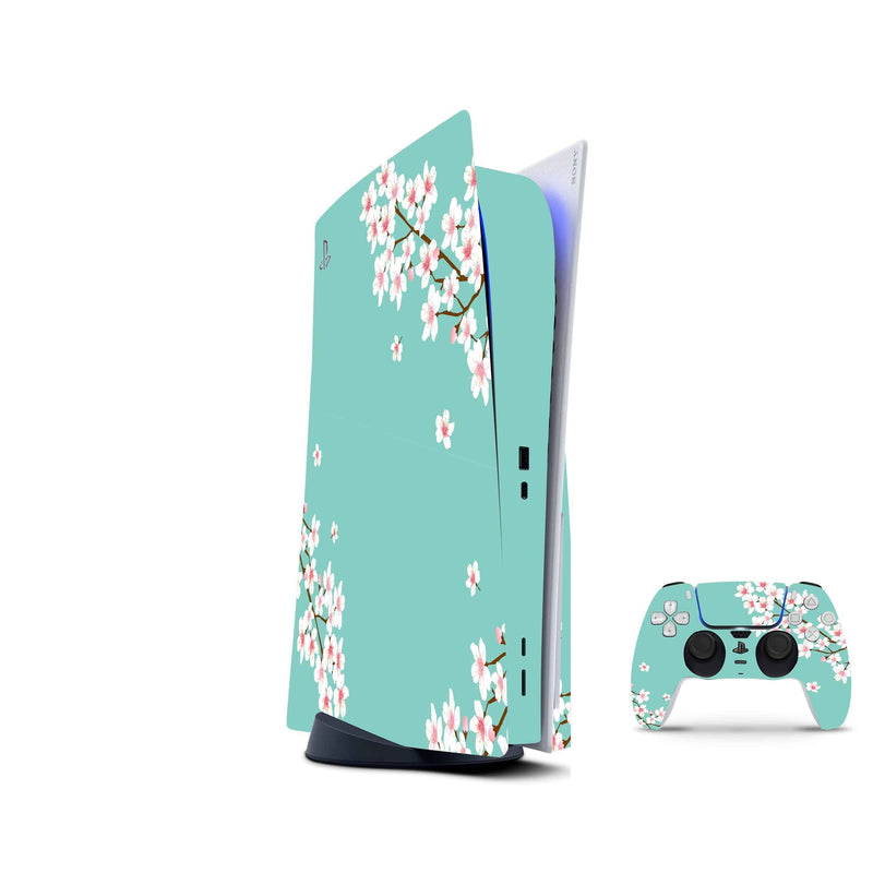 Sakura Aqua Decal For PS5 Playstation 5 Console And Controller , Full Wrap Vinyl For PS5 - ZoomHitskin