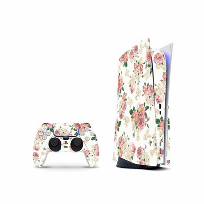 Vintage Flowers Skin Decal For PS5 Playstation 5 Console And Controller , Full Wrap Vinyl For PS5 - ZoomHitskin