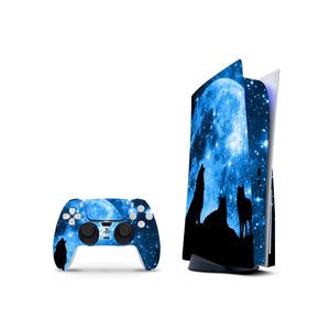 Wolf Blue Moon PS5 Skin Decal , Full Wrap Vinyl For PS5 , Playstation 5 Cover - ZoomHitskin
