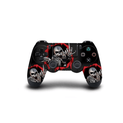 Full Cover Skin Decal Sticker For PS4 Regular Slim Pro Controller Red Circle Dark Zombie Skull Black Cranium Horror Grey Art Terror Design - ZoomHitskin