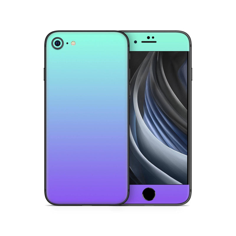 Iphone SE 2020 Skin Decal Sticker Aqua Blue Soft Lavender Turquoise Bluberry Degraded Purple Indigo Pastel Pale Colored Sparkle Design Set - ZoomHitskin