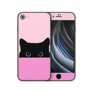 Iphone SE 2020 Skin Decal Sticker Sweet Cute Black Kitty Cat Light Rose Dark Pink Felin Animal Pets Ombre Color Rosy Cats Ombre Design Set - ZoomHitskin