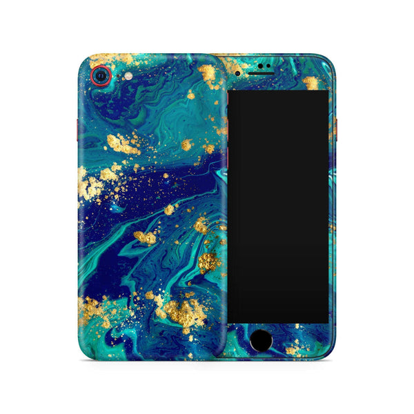 Blue Turquoise Gold Full Wrap Skin Iphone 11 Pro Max SE 2020 Decal Skins - ZoomHitskin