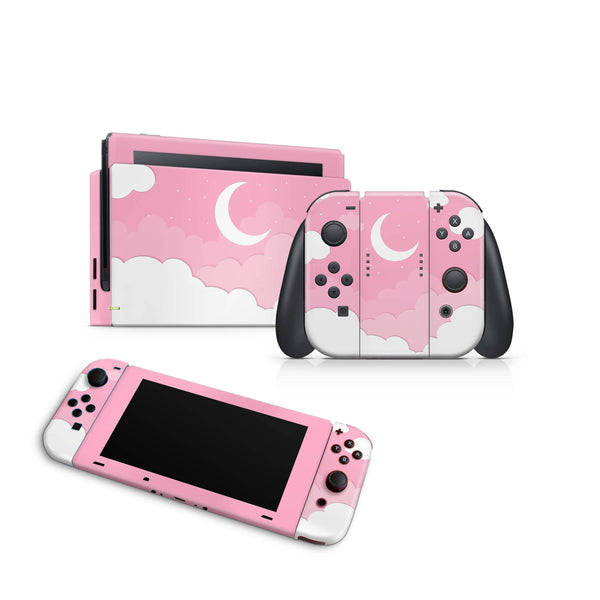 Moonight Pinky Nintendo Switch Skin Decal For Console Joy-Con And Dock - ZoomHitskin